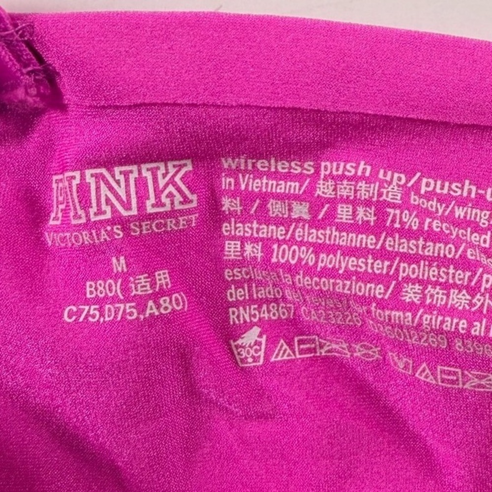 Victorias Secret PINK Wireless Bralette Magenta Pink Padded Seamless Size 4 - Picture 2 of 11